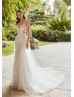 Ivory Embroidered Lace Sexy Wedding Dress With Tulle Train Ivory Embroidered Lace Sexy Wedding Dress With Tulle Train